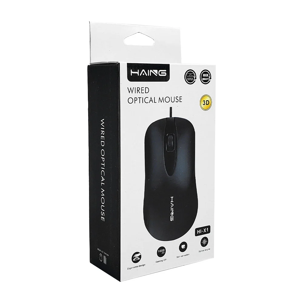 Mouse haing alámbrico óptico con entrada usb en color negro / 124455
