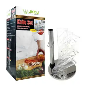 Set de 5 cuchillos con base plástica + 1 tijeras, 1 pelador, 1 afilad…