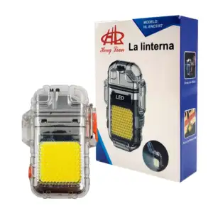 Encendedor transparente recargable con lámpara / hl-enc5307