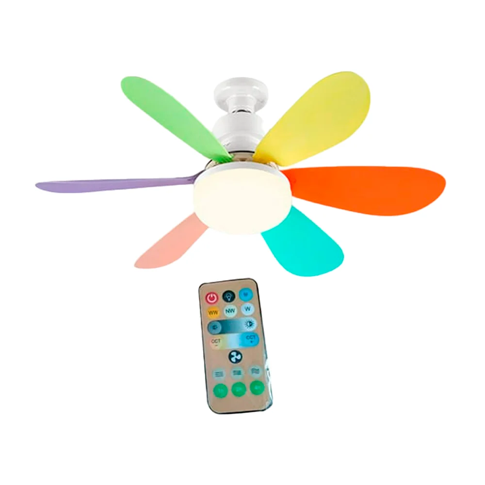 Ventilador de techo con lámpara led de luz regulable + control remoto, variedad de colores / e27 / ven214-lam
