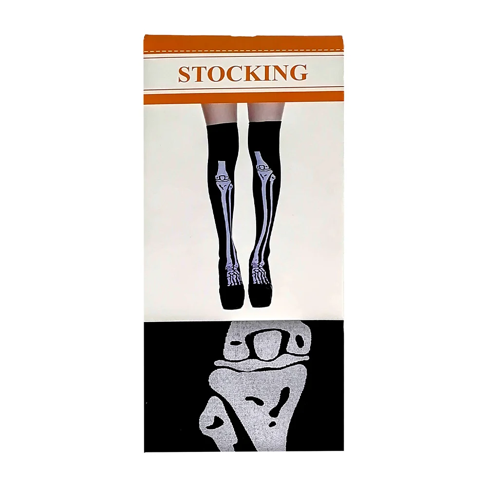 Par de medias negras con estampado de halloween, variedad de diseños / stocking / hl-w-03