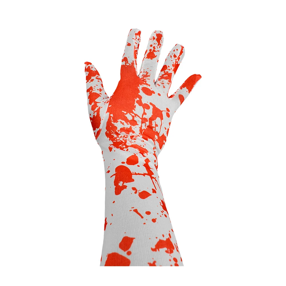 Par de guantes largos con estampado de sangre para disfraz de halloween / bt-2630