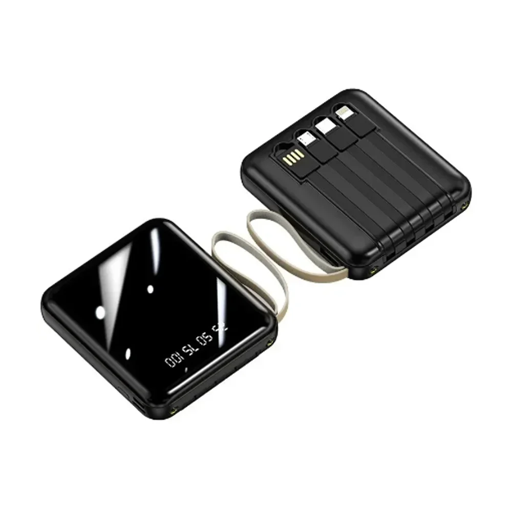 Power bank batería portátil con cable usb, tipo-c, v8, lightning, con pantalla indicador de carga y capacidad 10000mah, variedad de colores / hl-yfy4204d