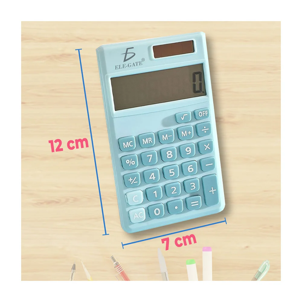 Mini calculadora escolar de 8 dígitos con función de energía solar, variedad de colores