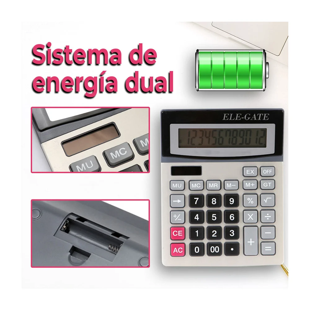 Calculadora electrónica de escritorio con 12 dígitos y pantalla digital