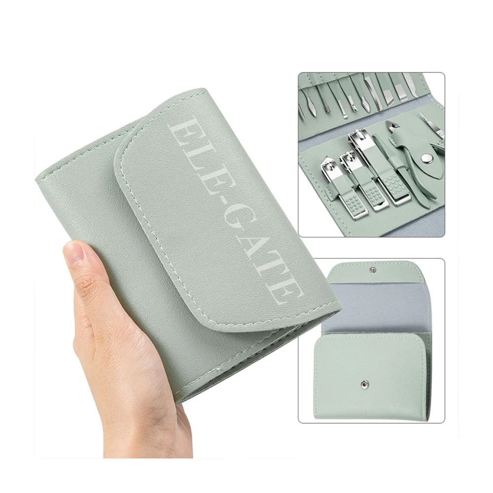 Set de cortauñas para manicura o pedicura profesional de 16 piezas con estuche