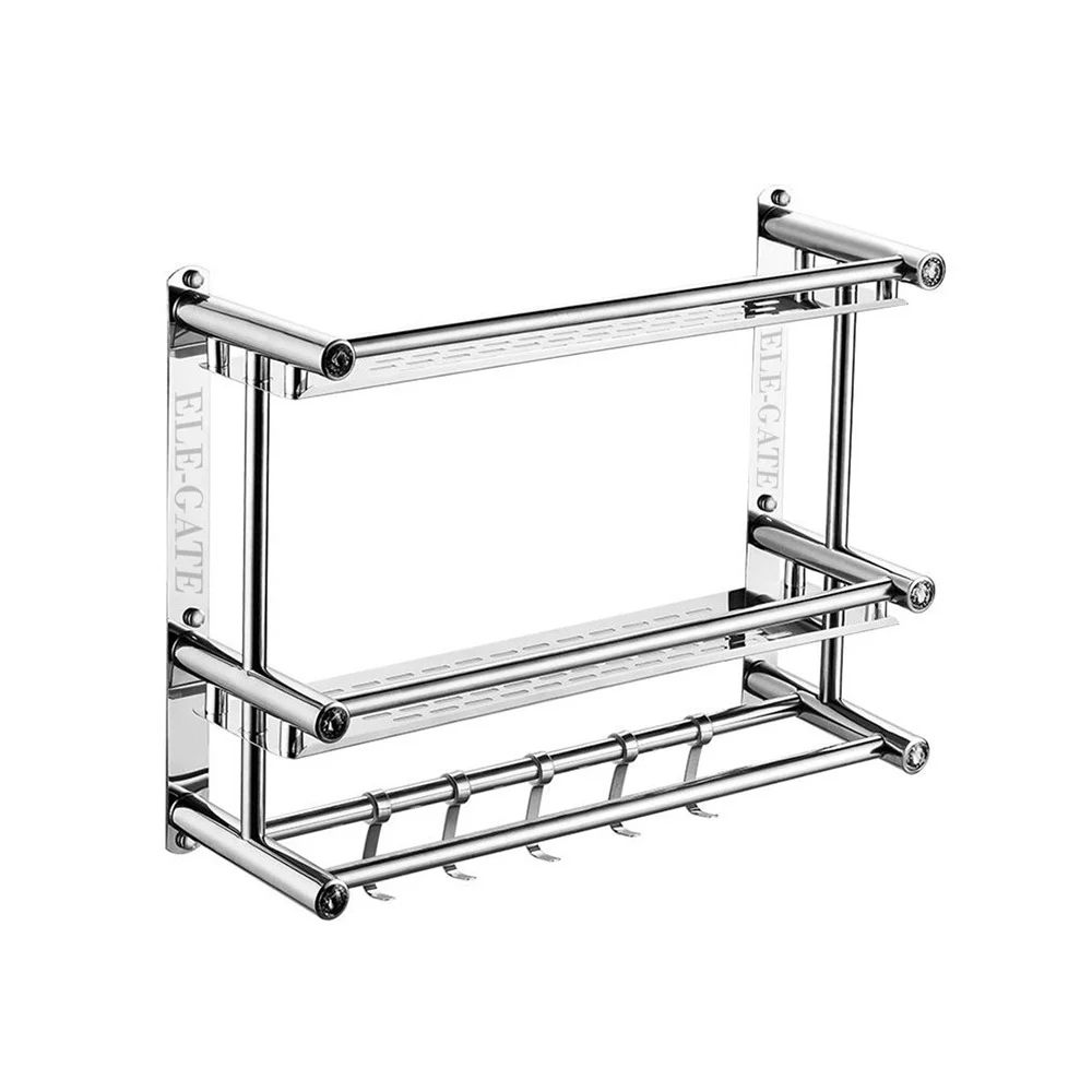Estante organizador de pared para baño de acero inoxidable