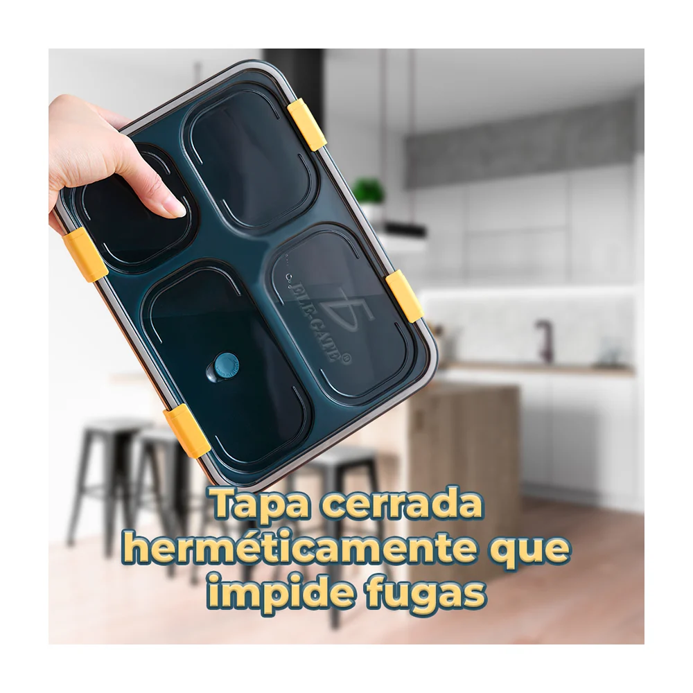 Lunch box con 4 compartimentos para almacenamiento de alimentos, variedad de colores / hog.199.4