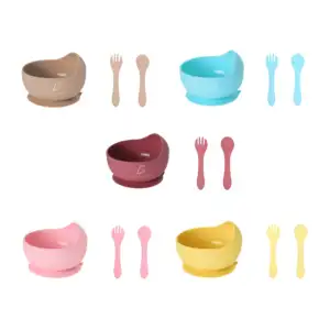 Set de platos y cubiertos de plástico para bebé, variedad de colores
