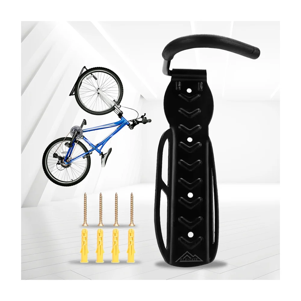 Soporte metálico de pared para bicicleta, con acero reforzado y descansa llantas de goma