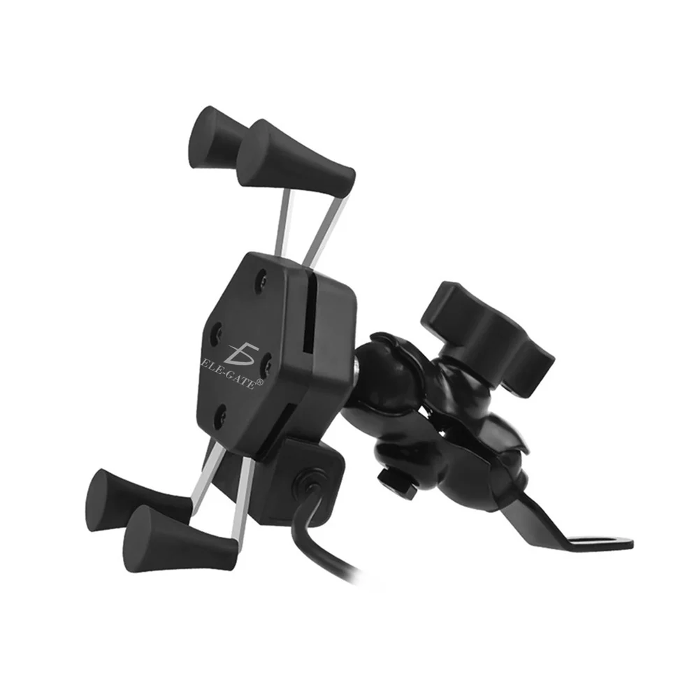 Soporte universal de teléfono celular, para motocicleta con entrada usb, con interruptor y estabilizador / hold.90