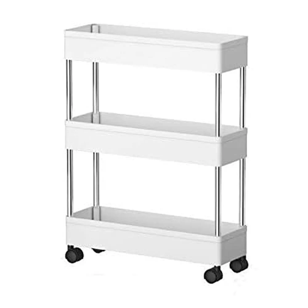 Estante organizador para cocina storage rack de 3 niveles con rueditas, 40x13x64cm / hp95-858kb