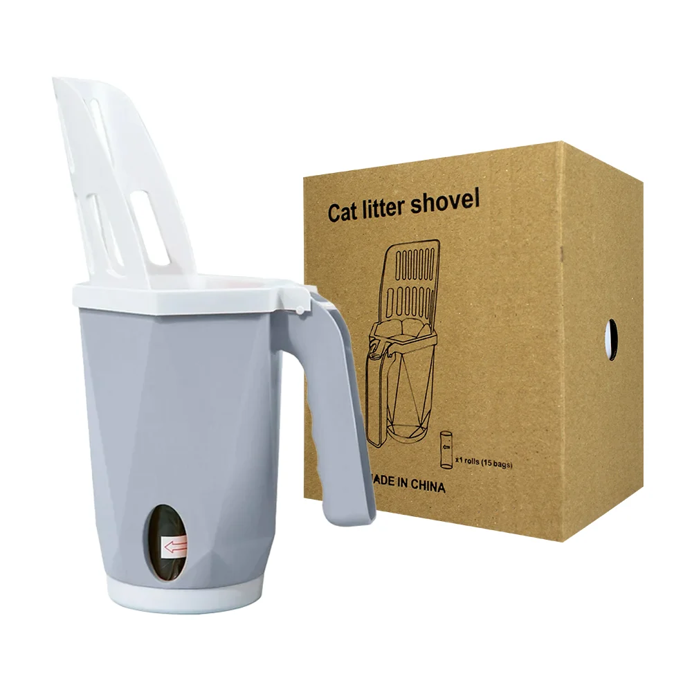 Pala cuchara cat litter shovel arenero con bolsa para heces de mascota, variedad de colores / hq015