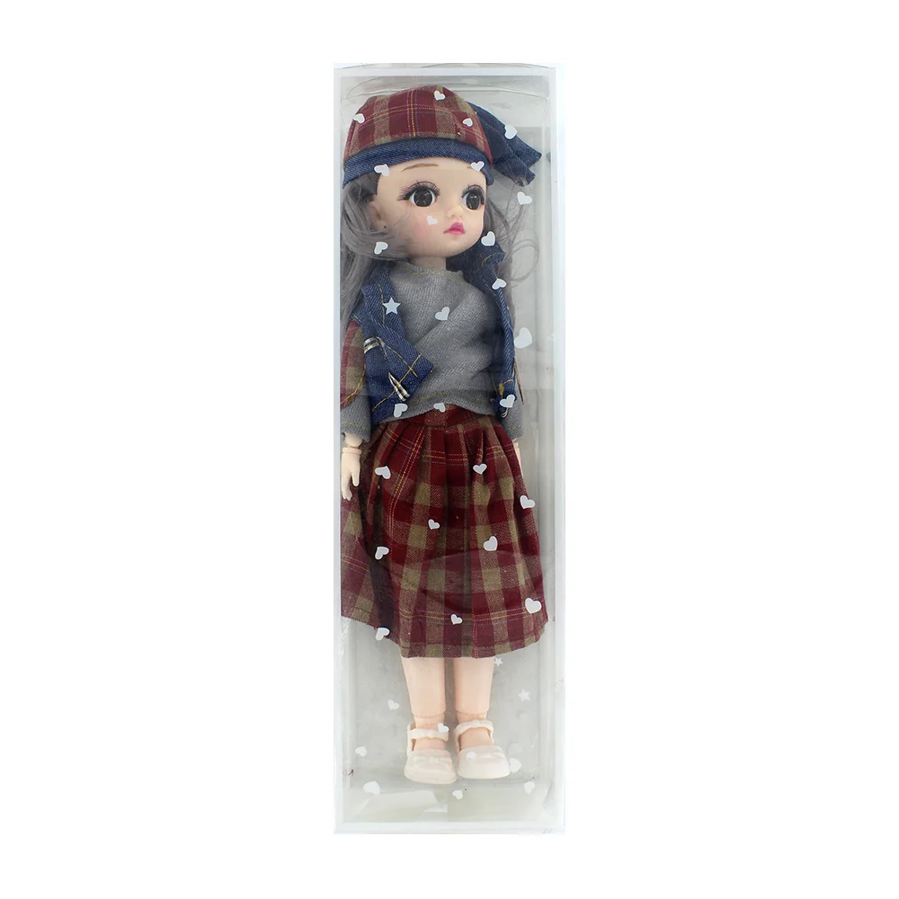 Muñeca estilo real ropa de tela ojos grandes y articulaciones + caja transparente con corazones, variedad de modelos / hs-30cmg