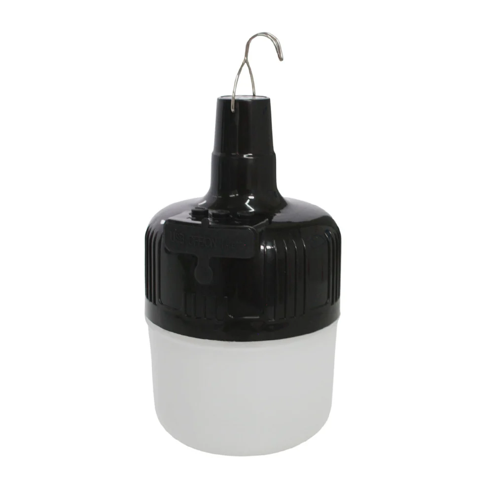 Lámpara bocina tipo foco recargable con panel solar y gancho para colgar, variedad de colores / hl-yxd9492 / hs-ly02-v2