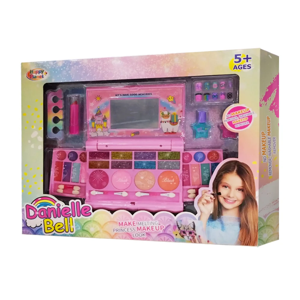 Estuche rectangular de maquillaje + esmaltes, uñas postizas y labial para niña / danielle bell / ht88666
