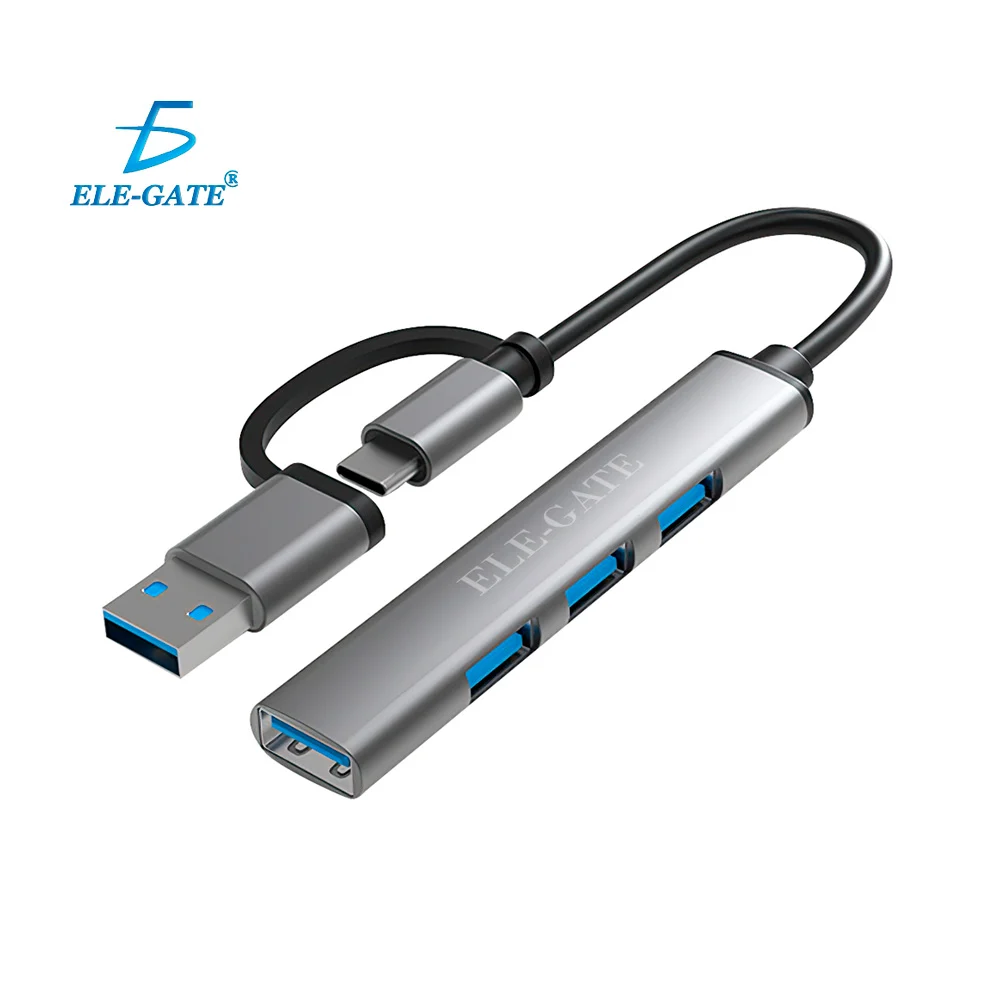 Adaptador hub usb-tipo c 2 en 1 con 4 puertos usb, 5gbps / hub.18.4