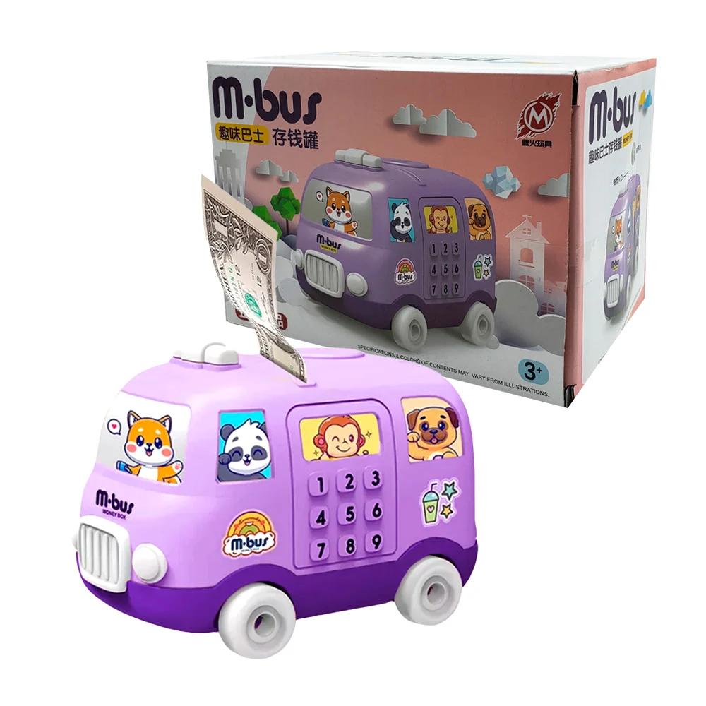 Alcancía de plástico personalizable con diseño de camión de mascotas, variedad de colores / m-bus / hl-huc5318