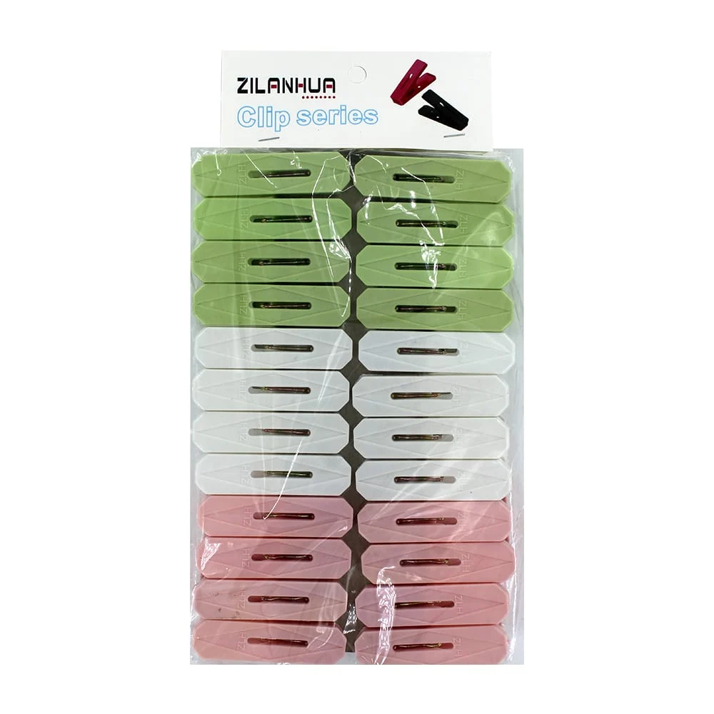 Paquete con 24 pinzas ganchos de plástico para tender ropa, variedad de colores / zilanhua clip series