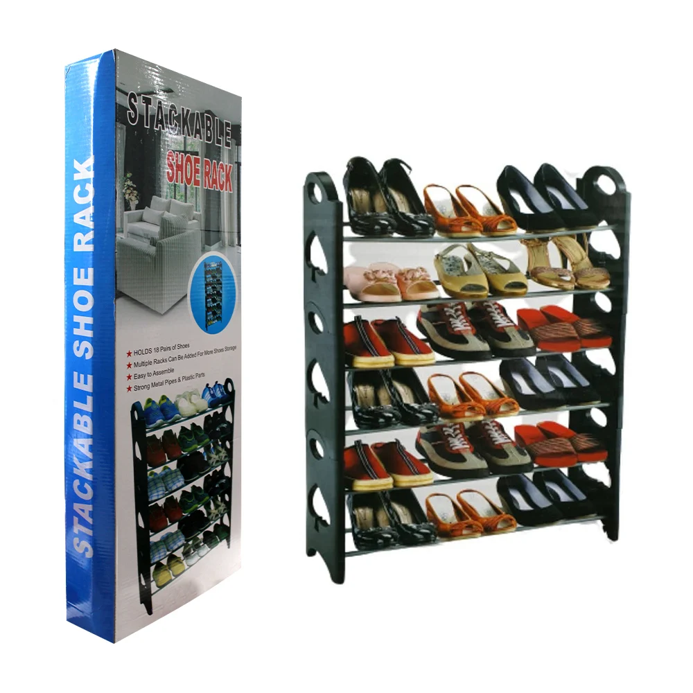 Organizador zapatero metálico 64 x 20 x 95 cm de 6 niveles para 18 pares de zapatos / hw58818