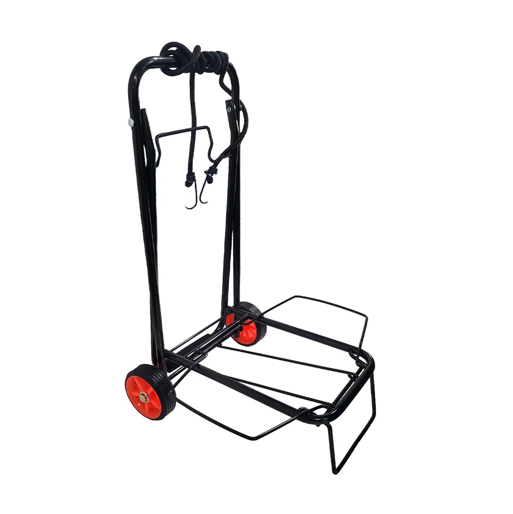 Carrito multifuncional plegable de metal con 2 ruedas + cuerda elástica con ganchos en los extremos