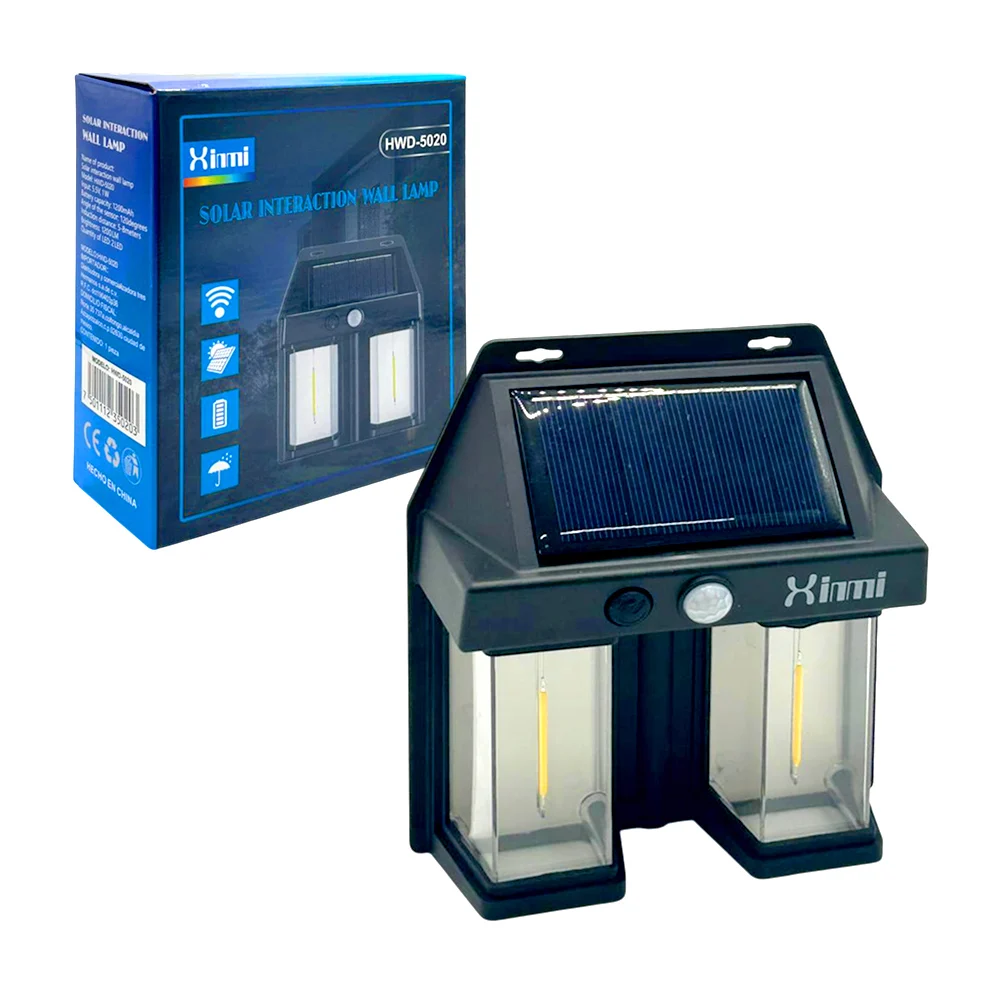 Lámpara led solar recargable xinmi para pared exterior y con apagado automático / hwd-5020