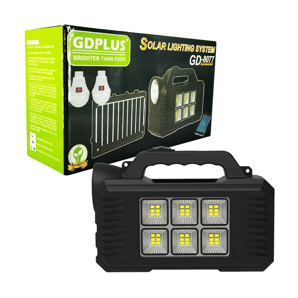 Lámpara de mano recargable, 2 focos led y fuente de poder / gd-8077