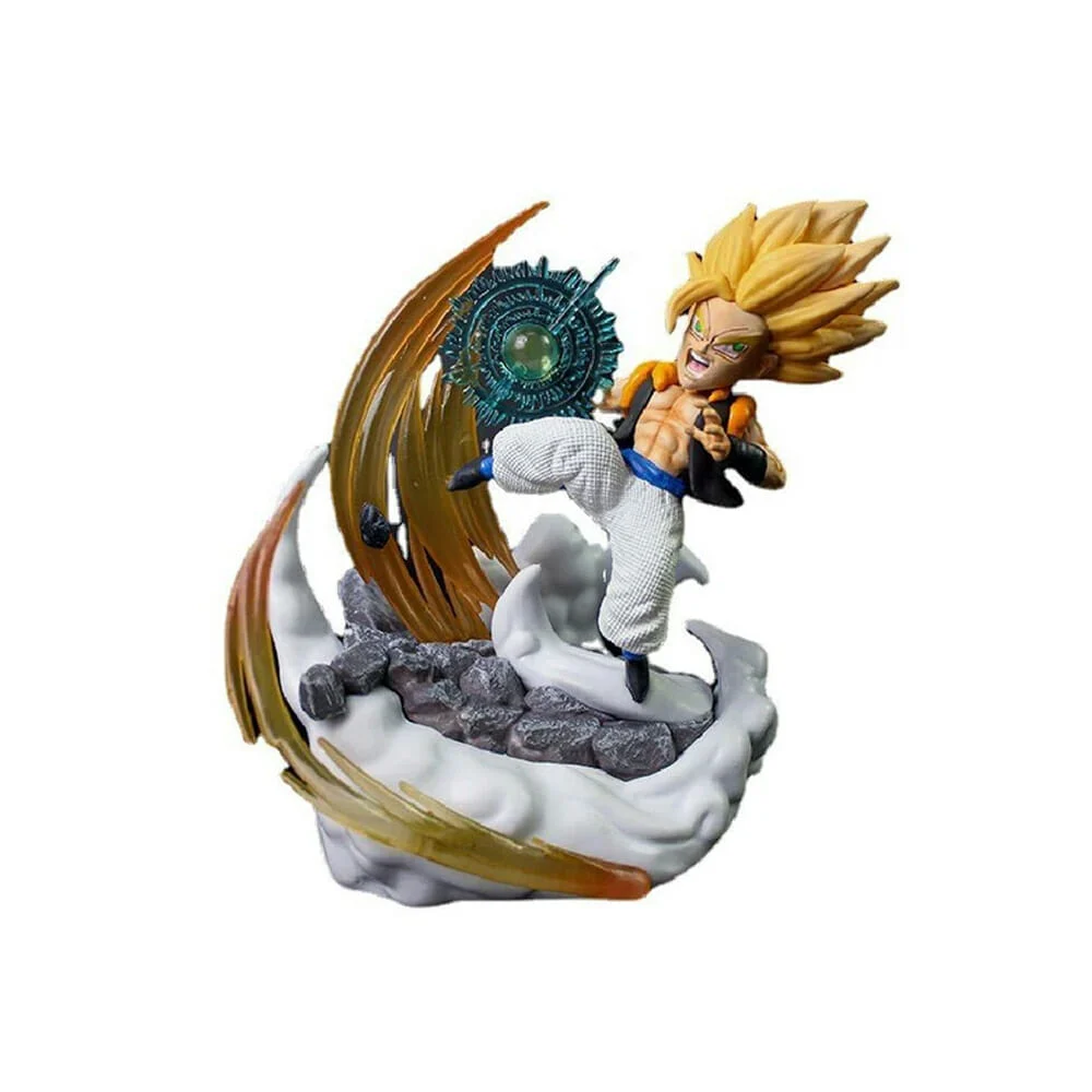 Figura coleccionable con forma de gotenks super saiyan y base, 14cm