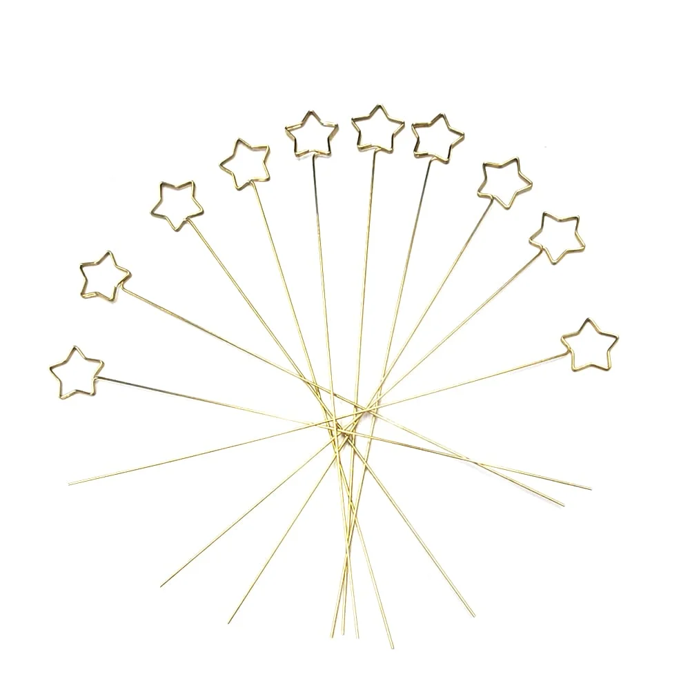 Paquete con 10 varas metálicas para fiesta de acero inoxidable y punta con figura, variedad de diseños / hz-55