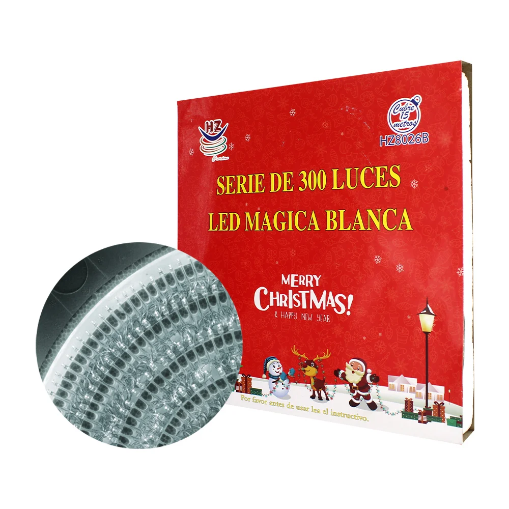 Serie de cable transparente con 300 luces navideñas de 15m en color blanco / hz8026b