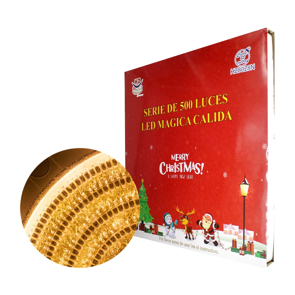 Serie de cable transparente con 500 luces navideñas de 25m en tono cálido / hz8028n