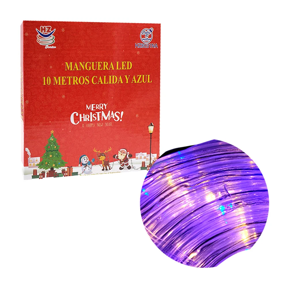 Manguera led de 10 metros en color cálida y azul para decoración navideña / hz8031na