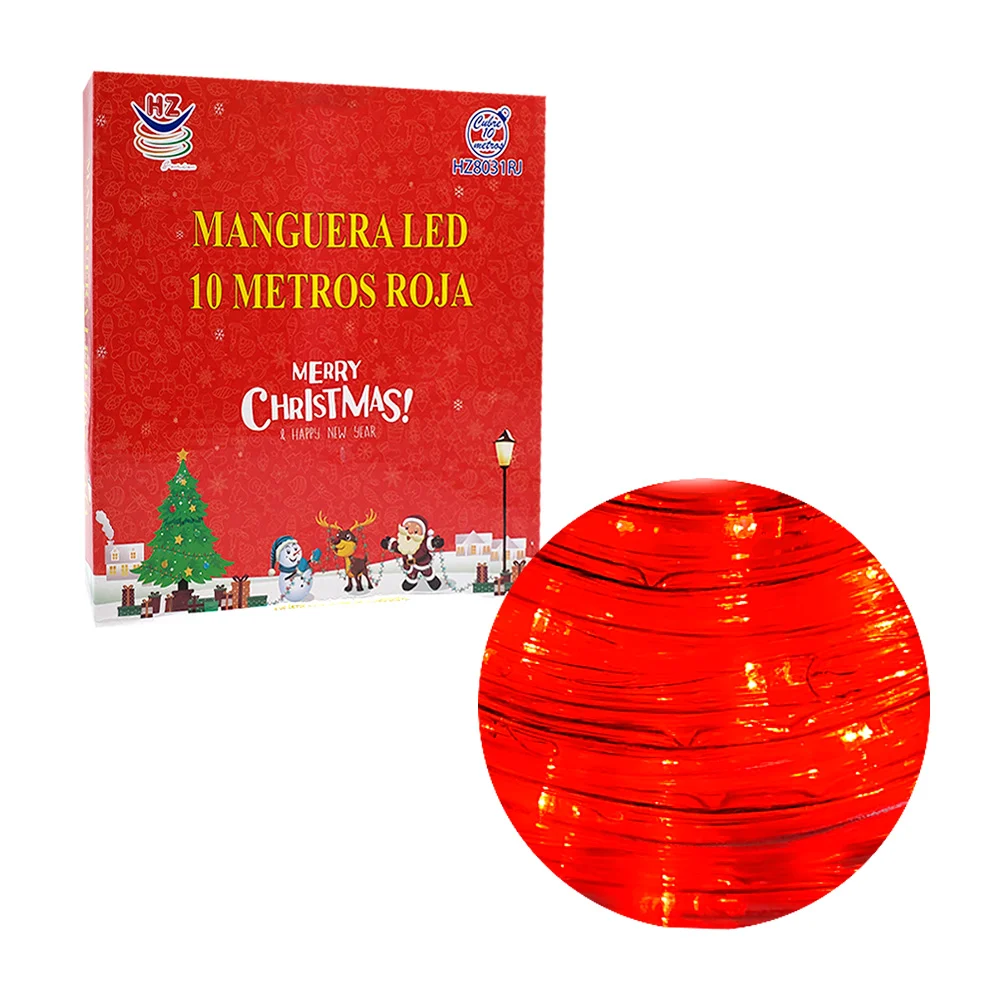 Manguera led de 10 metros en color roja para decoración navideña / hz8031rj
