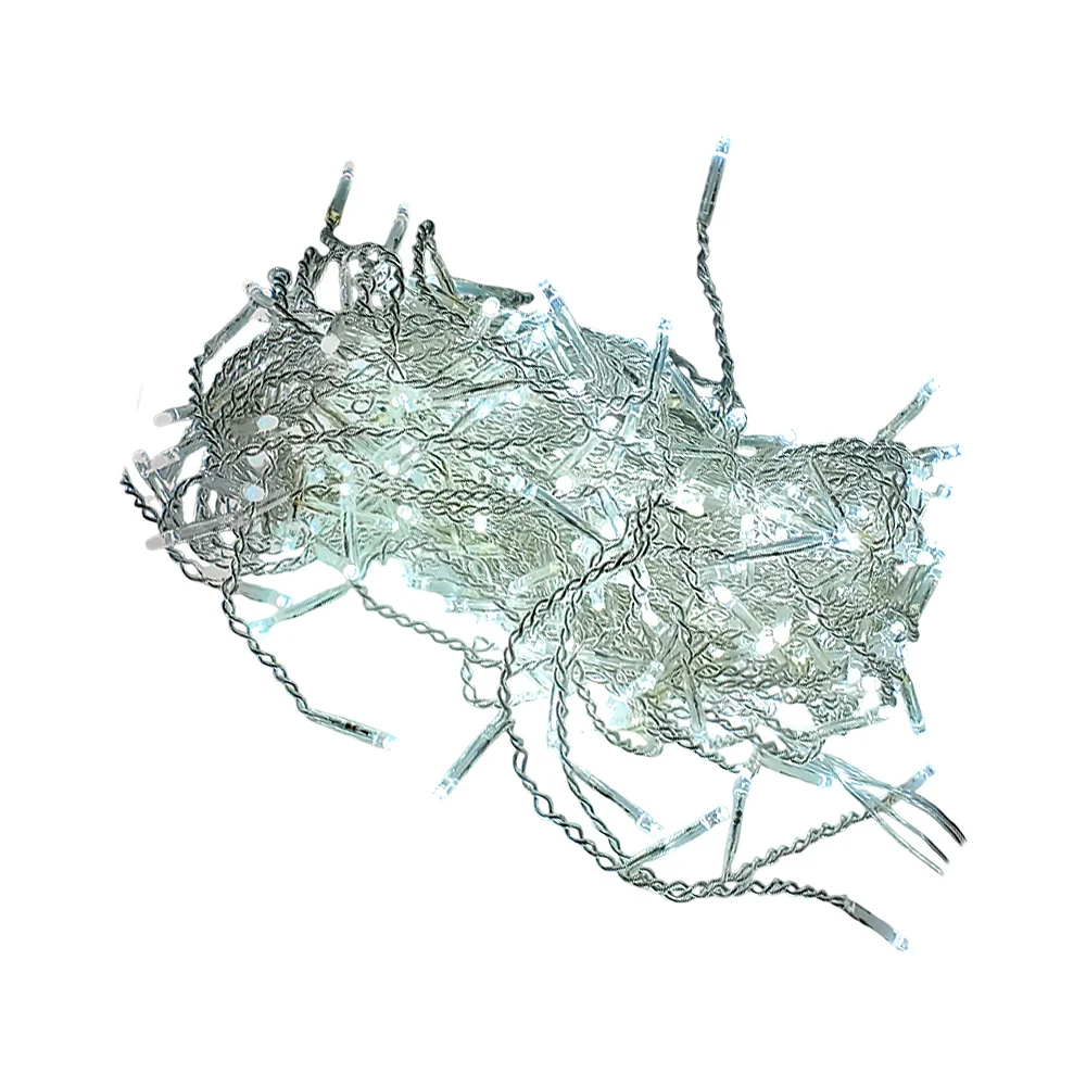 Serie cascada de cable transparente de 6 metros con 300 luces micro led navideñas en color blanca / hz8057b