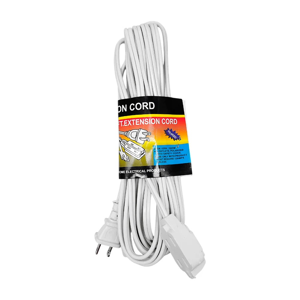 Extensión blanca eléctrica de 6 metros para uso doméstico / 20ft extension cord / i1109