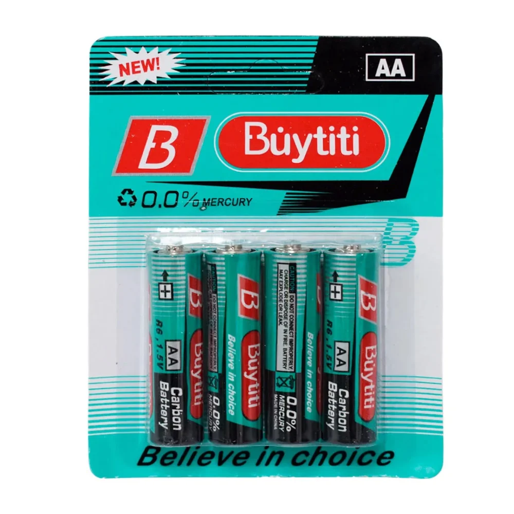 Blíster con 4 pilas aa buytiti, 1.5v / carbon battery / idc-5aa
