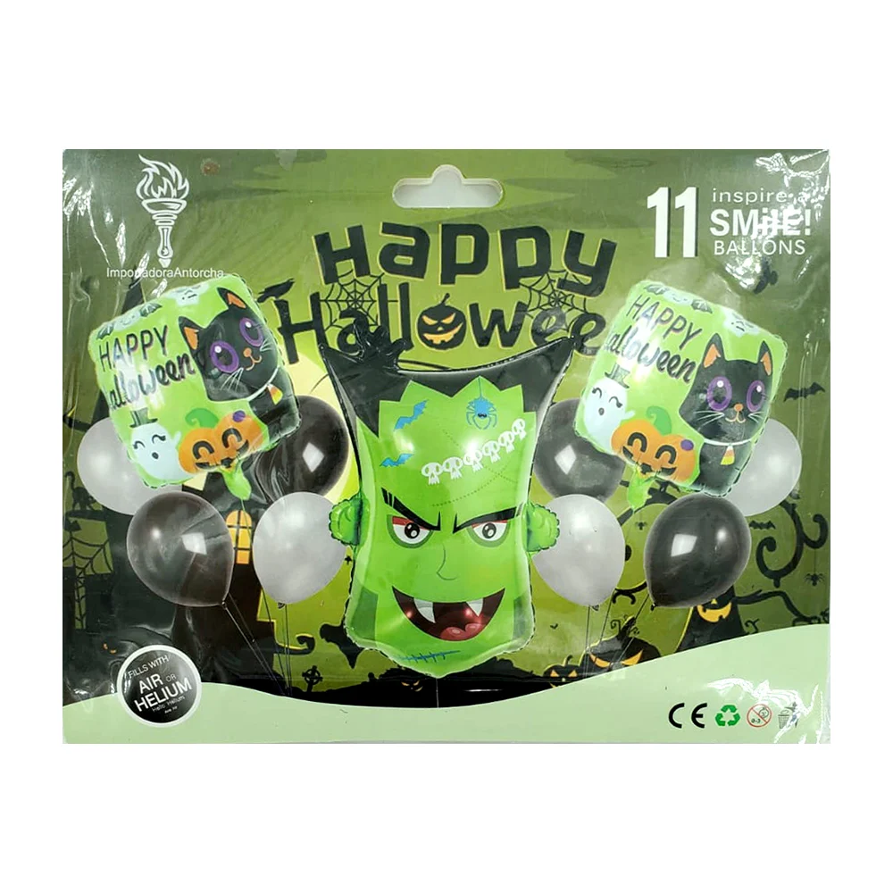 Set 11 globos con temática de halloween con diseño de frankenstein / inn-wxtz-207