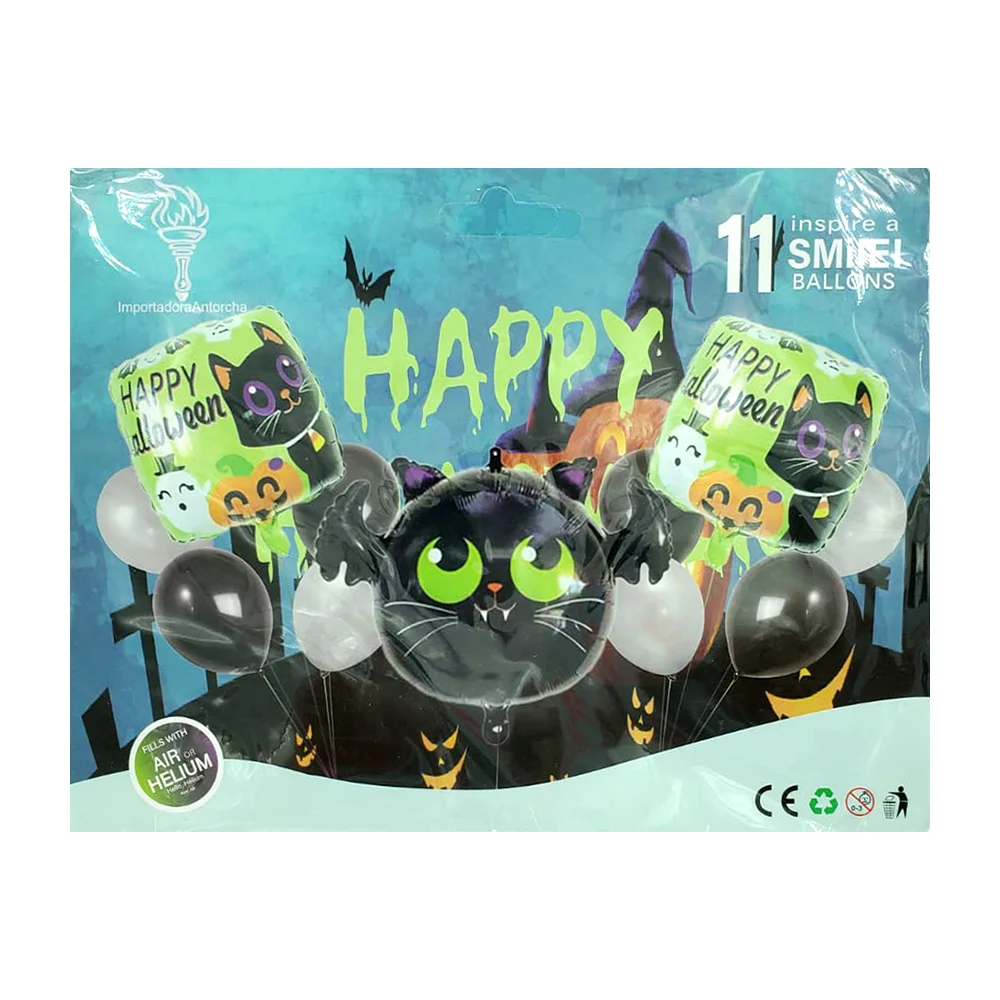 Set 11 globos con temática de halloween con diseño de murciélago / inn-wxtz-202