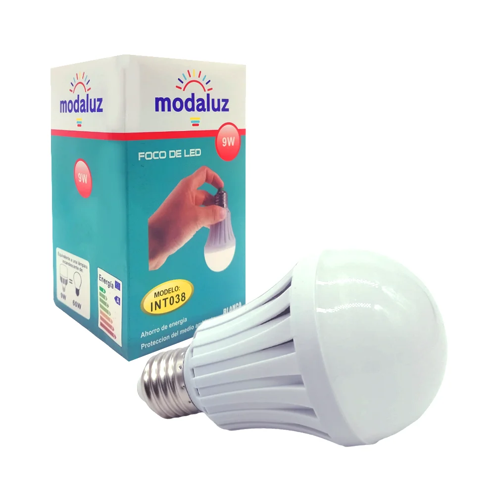 Foco bombilla led ahorrador modaluz de luz fría con consumo de 9w / int038