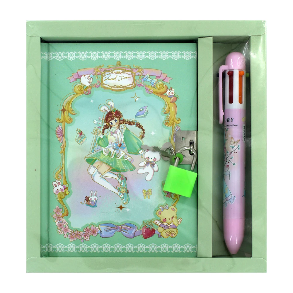 Diario libreta con candado de llaves y pluma retráctil multicolor, variedad de colores / hs5097