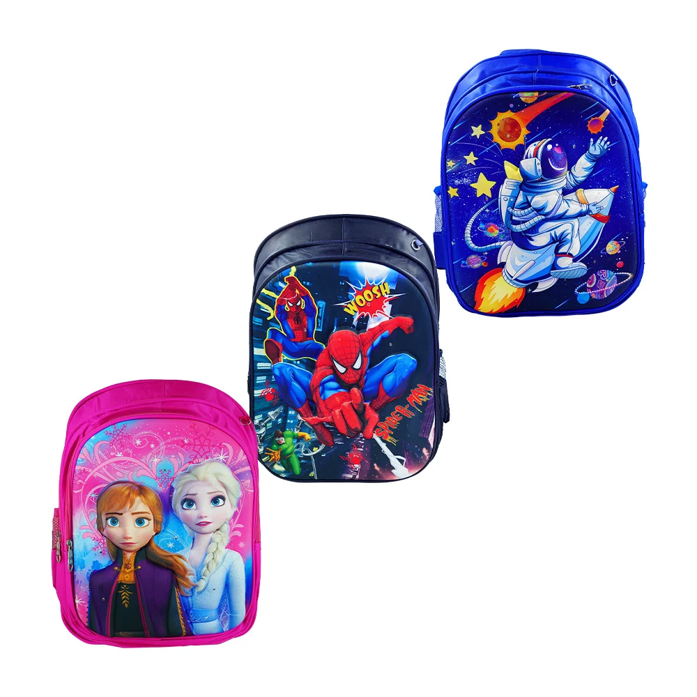 Mochila escolar de 3 compartimentos, lonchera y lapicera colorera con estampado de personajes, variedad de diseños / jb030