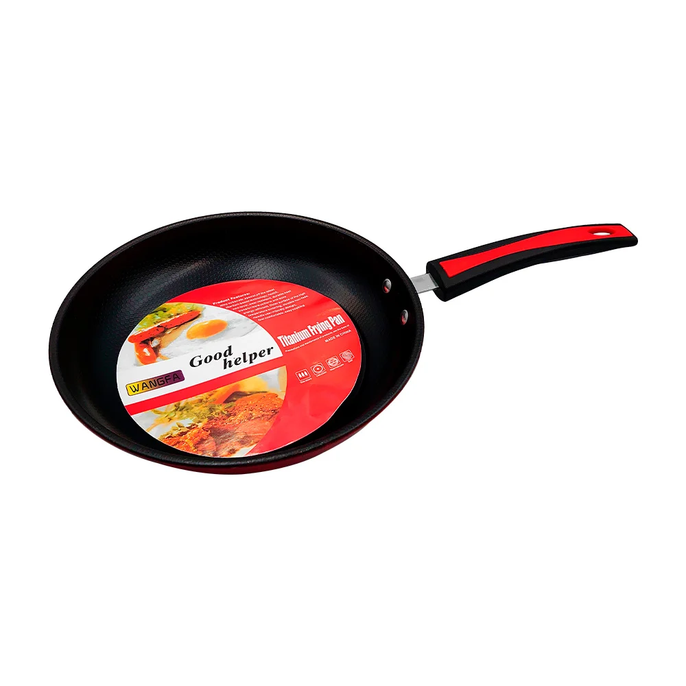 Sartén pequeño metálico con mango de plástico, antiadherente, con patrón de círculos / lf-jg8884