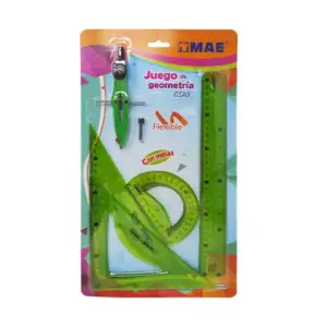 Juego de geometría mae flexible con 6 piezas, regla, escuadras, compá…
