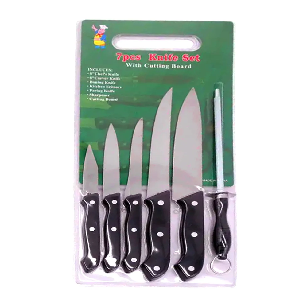 Set con 5 cuchillos de cocina + chaira de acero inoxidable / jjyp190