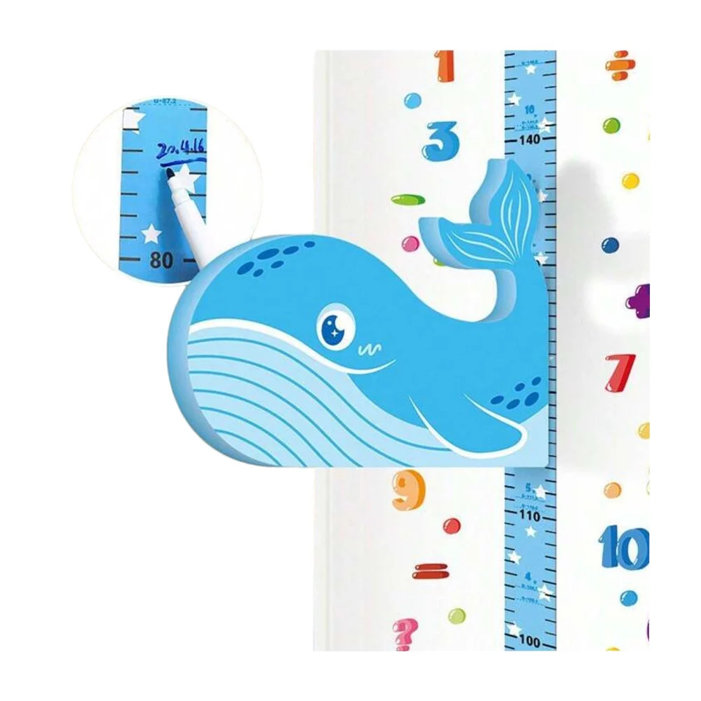 Paquete de regla infantil para medir estatura con calcomanías y accesorios / cartoon 3d height