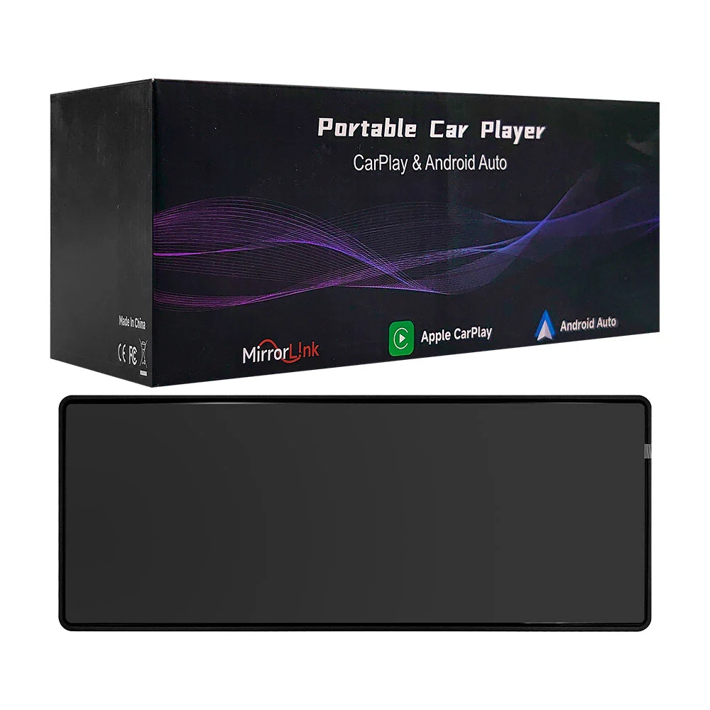 Reproductor portátil bluetooth para carro de 10 pulgadas con soporte, compatible con carplay y android auto, puertos tipo c, tf y aux / jly-f133 / portable car player