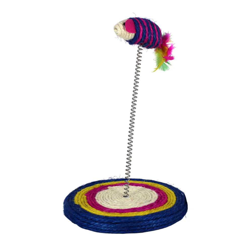 Juguete rascador interactivo para gatos con mini figura de ratón en resorte / 913150