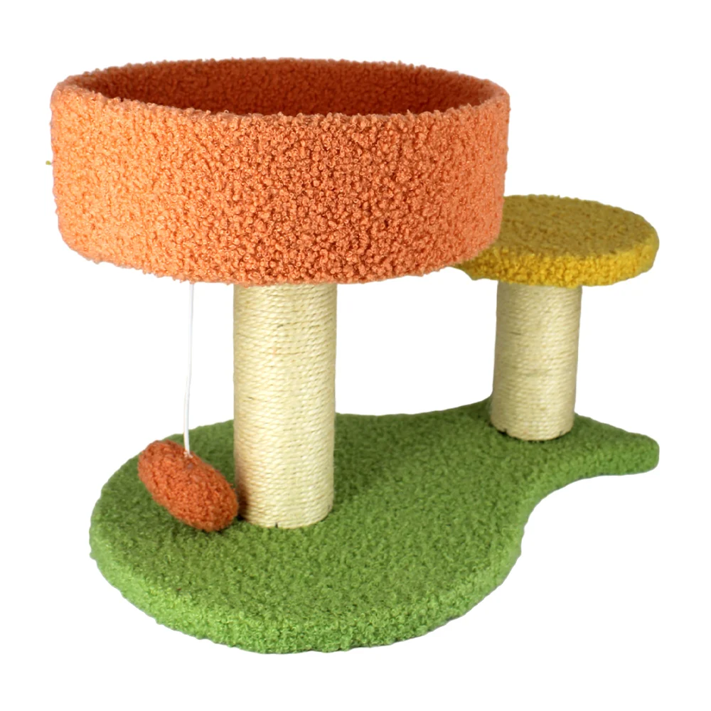 Árbol rascador para gatos con cubierta afelpada de 3 niveles y accesorio, variedad de colores / 1801