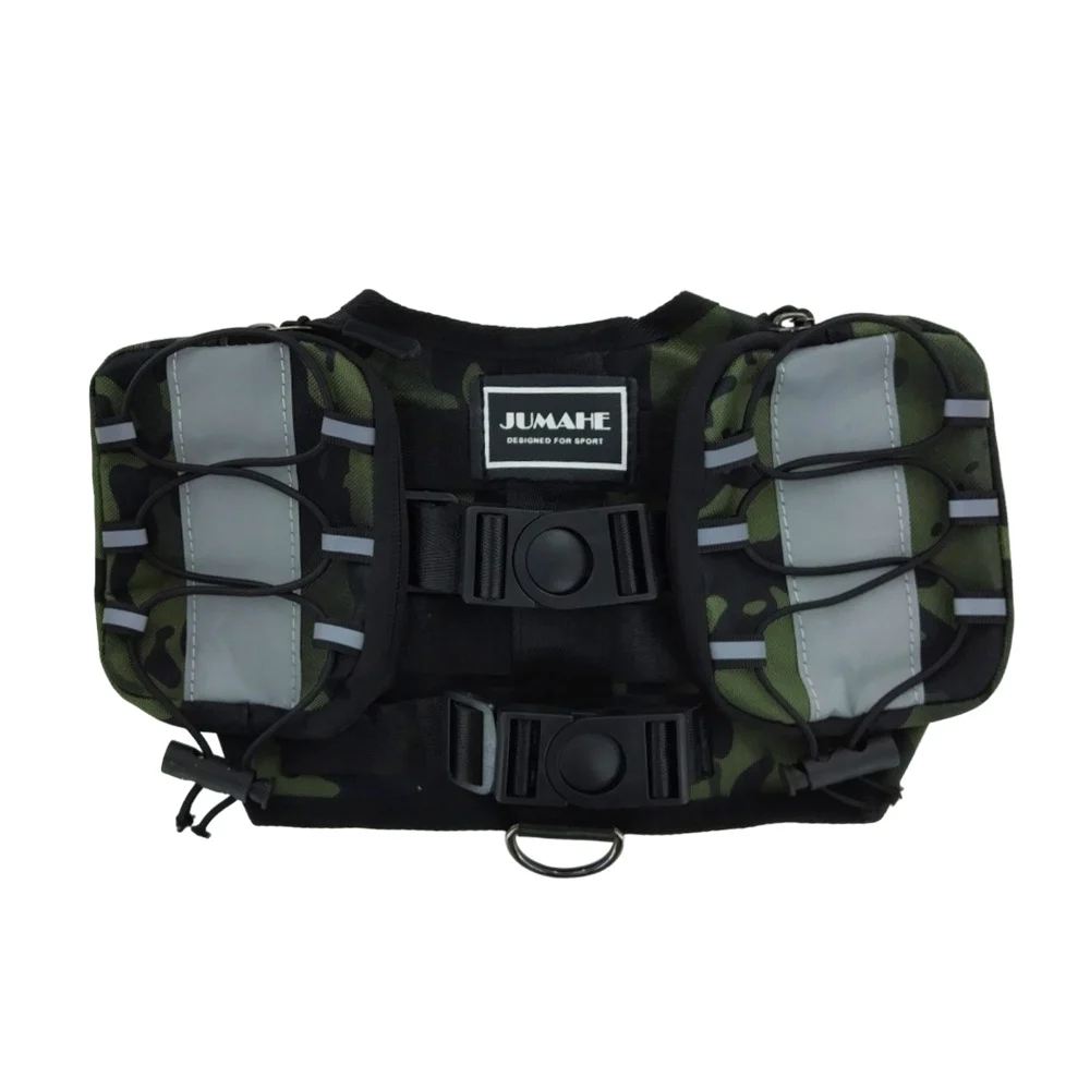 Chaleco mochila pechera táctica ajustable para mascota de 2 compartimentos jumahe, variedad de colores / jr1830