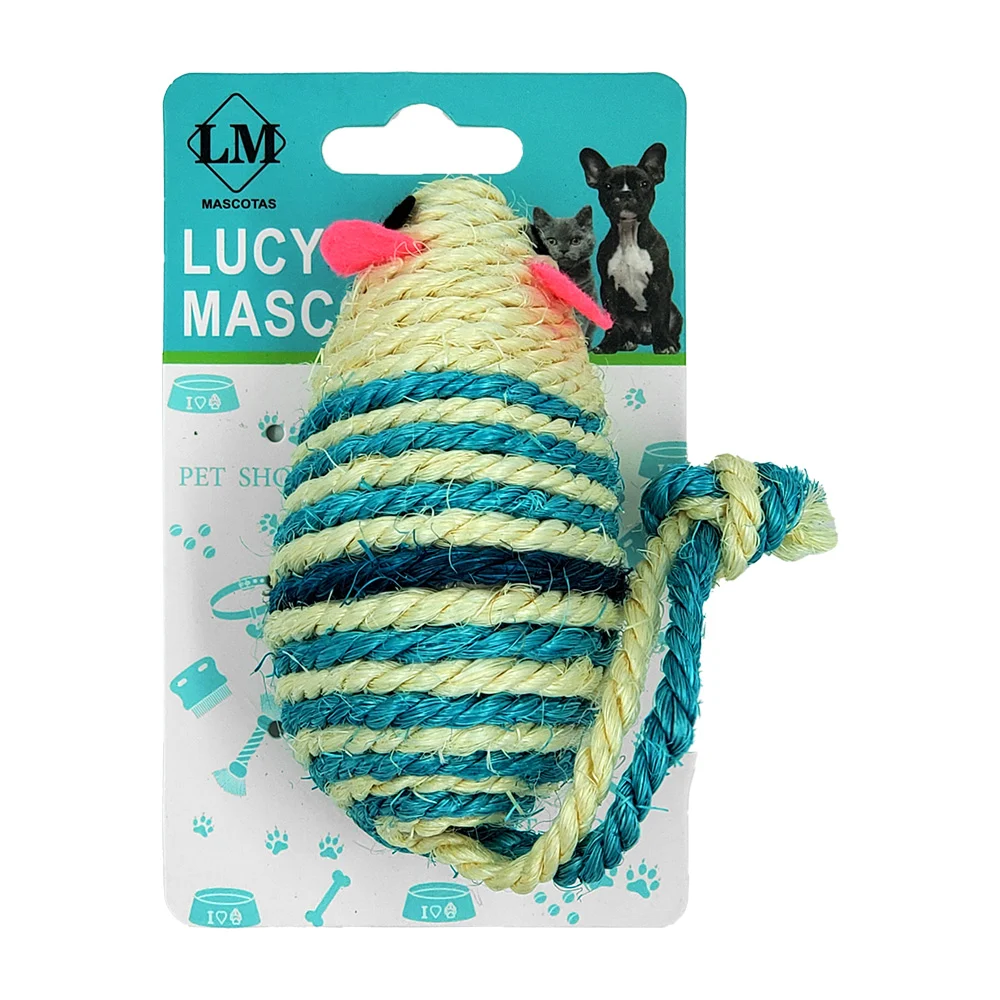 Juguete tipo mordedera con forma de ratón hecho de sisal, para mascota, variedad de colores / lucy mascotas / 1835